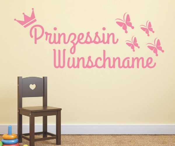 Wandtattoo - Prinzessin mit Wunschnamen für das Kinderzimmer | 55 | ✔Made in Germany  ✔Kostenloser Versand DE