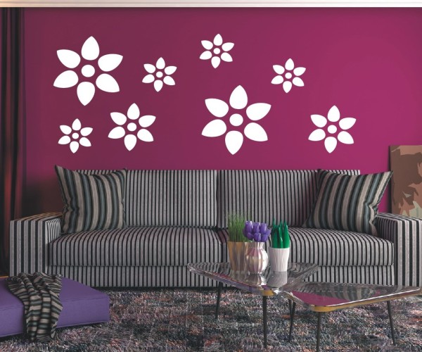 Wandtattoo | Mehrteilige Blumen Sets mit dekorativen Blüten | 8 Teile| Motiv 13 | ✔Made in Germany  ✔Kostenloser Versand DE