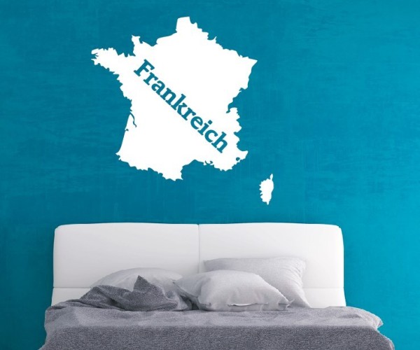Wandtattoo Landkarte von Frankreich | Mit Schriftzug Frankreich als Silhouette | ✔Made in Germany  ✔Kostenloser Versand DE