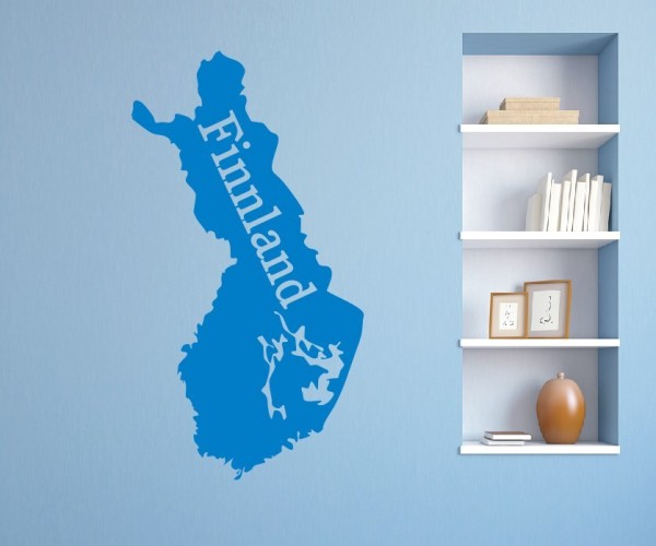 Wandtattoo Landkarte von Finnland | Mit Schriftzug Finnland als Silhouette | ✔Made in Germany  ✔Kostenloser Versand DE