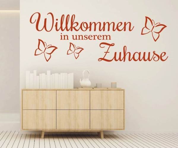 Wandtattoo Spruch | Willkommen in unserem Zuhause | 7 | Schöne Wandsprüche für den Flur | ✔Made in Germany  ✔Kostenloser Versand DE