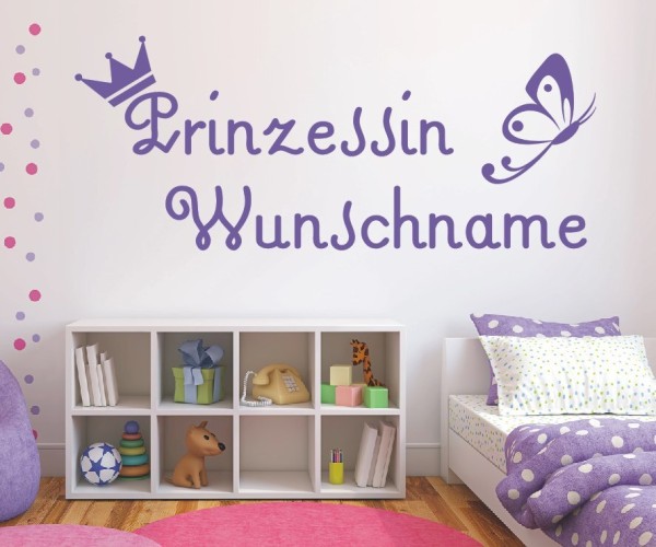 Wandtattoo - Prinzessin mit Wunschnamen für das Kinderzimmer | 32 | ✔Made in Germany  ✔Kostenloser Versand DE