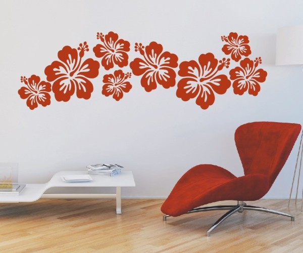 Wandtattoo Blumen - Ornament | Schöne Blüten vom Hibiskus als Wanddekoration | 3 | ✔Made in Germany  ✔Kostenloser Versand DE