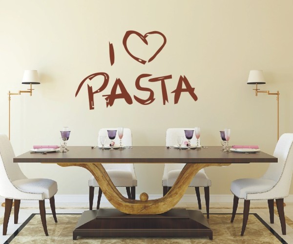 Wandtattoo Küche und Esszimmer | Dekorativer Schriftzug mit Herz – I love Pasta | ✔Made in Germany  ✔Kostenloser Versand DE