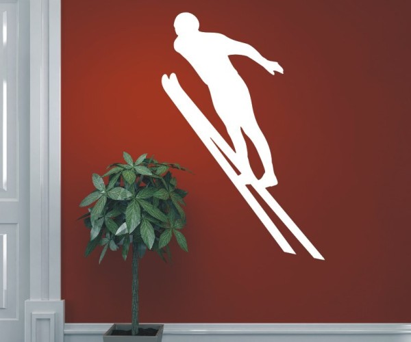 Wandtattoo Sportschatten | Ein Skispringer beim fliegen in der Luft als Silhouette günstig kaufen