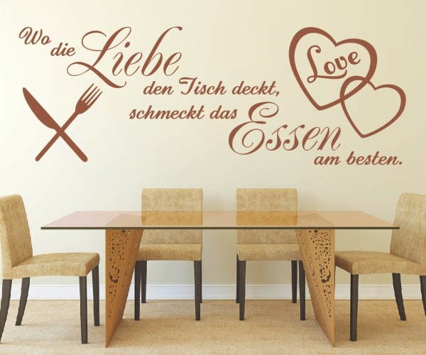 Wandtattoo Spruch | Wo die Liebe den Tisch deckt, schmeckt es am besten. | 7 | Schöne Wandsprüche für Küche und Esszimmer | ✔Made in Germany  ✔Kostenloser Versand DE