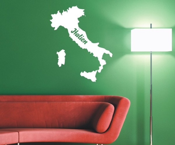 Wandtattoo Landkarte von Italien | Mit Schriftzug Italien als Silhouette | ✔Made in Germany  ✔Kostenloser Versand DE