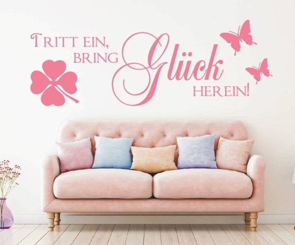 Wandtattoo Spruch | Tritt ein, bring Glück herein! | 2 | Schöne Wandsprüche für den Flur | ✔Made in Germany  ✔Kostenloser Versand DE