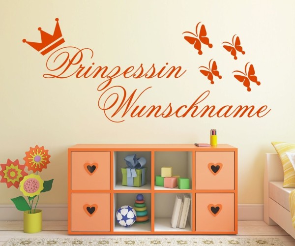 Wandtattoo - Prinzessin mit Wunschnamen für das Kinderzimmer | 36 | ✔Made in Germany  ✔Kostenloser Versand DE