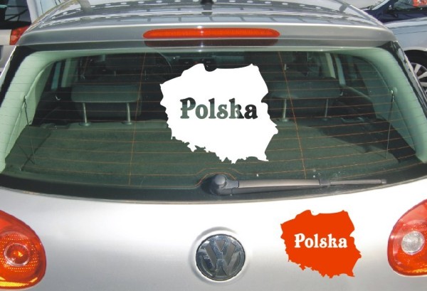 Aufkleber Landkarte Polen | Mit Schriftzug Polska als Silhouette | ✔Made in Germany  ✔Kostenloser Versand DE