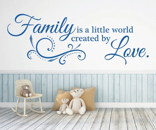 Wandtattoo Spruch | Family is a little world created by Love. | 1 | Schöne englische Wandsprüche für die Familie | ✔Made in Germany  ✔Kostenloser Versand DE