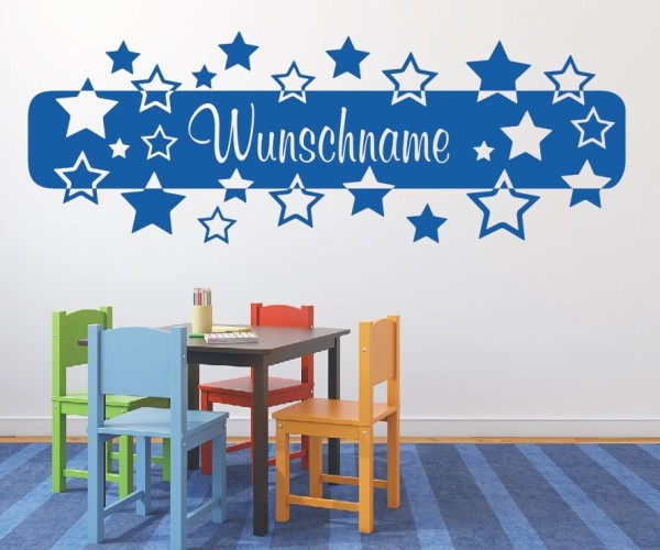 Wandtattoo - Banner mit Wunschnamen und Sternen für das Kinderzimmer | 3 | ✔Made in Germany  ✔Kostenloser Versand DE
