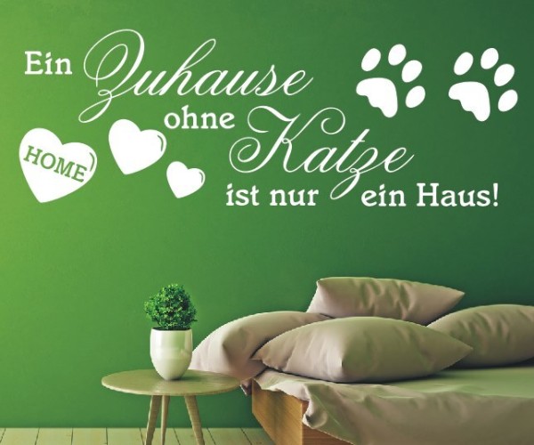 Wandtattoo Spruch | Ein Zuhause ohne Katze ist nur ein Haus! | 1 | Schöne Wandsprüche für den Flur | ✔Made in Germany  ✔Kostenloser Versand DE