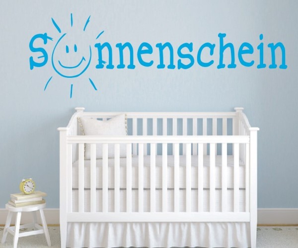 Wandtattoo Kinderzimmer | Eine süße Sonne mit dem Schriftzug – Sonnenschein | ✔Made in Germany  ✔Kostenloser Versand DE