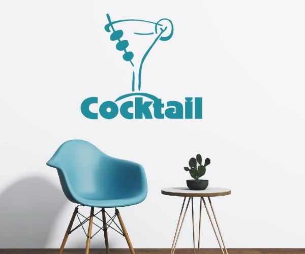 Wandtattoo Küche und Bar | Dekoratives Cocktailglas mit Schriftzug
