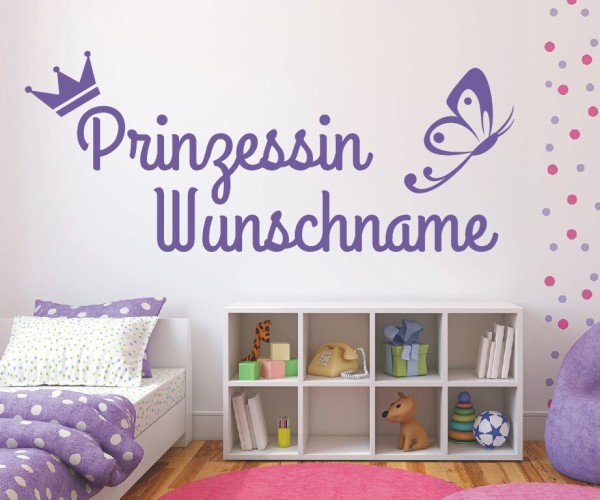 Wandtattoo - Prinzessin mit Wunschnamen für das Kinderzimmer | 24 | ✔Made in Germany  ✔Kostenloser Versand DE
