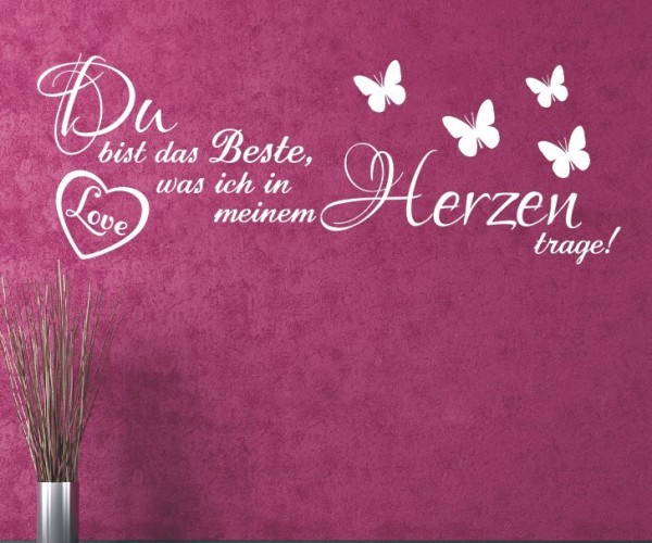 Wandtattoo Spruch | Du bist das Beste, was ich in meinem Herzen trage! | 4 | Schöne Wandsprüche für die Liebe | ✔Made in Germany  ✔Kostenloser Versand DE