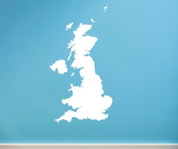 Wandtattoo Landkarte von Groß Britannien | Ohne Schriftzug als Silhouette | ✔Made in Germany  ✔Kostenloser Versand DE