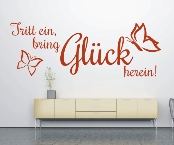 Wandtattoo Spruch | Tritt ein, bring Glück herein! | 4 | Schöne Wandsprüche für den Flur | ✔Made in Germany  ✔Kostenloser Versand DE