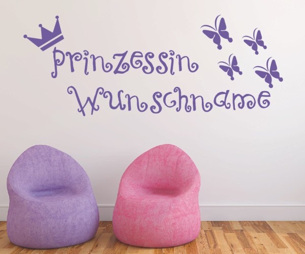 Wandtattoo - Prinzessin mit Wunschnamen für das Kinderzimmer | 49 | ✔Made in Germany  ✔Kostenloser Versand DE