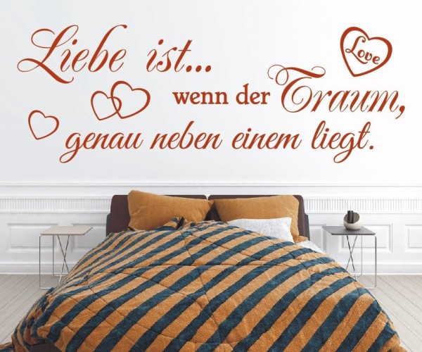 Wandtattoo Spruch | Liebe ist... wenn der Traum, genau neben einem liegt. | 1 | ✔Made in Germany  ✔Kostenloser Versand DE