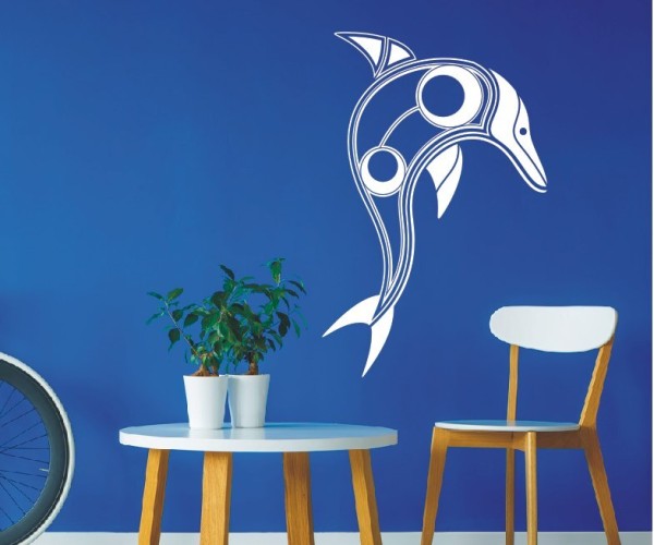 Wandtattoo Maori – Delfin | Ein schönes Tiermotiv mit kunstvollen Linien aus der Kultur von Neuseeland | 3 | ✔Made in Germany  ✔Kostenloser Versand DE