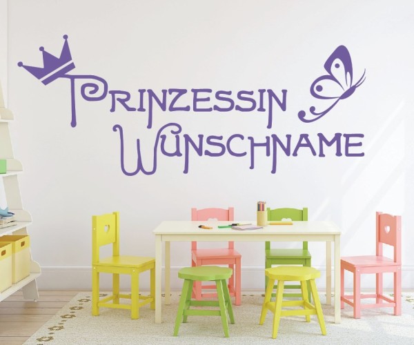 Wandtattoo - Prinzessin mit Wunschnamen für das Kinderzimmer | 23 | ✔Made in Germany  ✔Kostenloser Versand DE