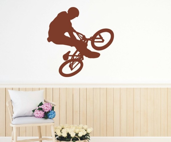 Wandtattoo Sportschatten | Ein Fahrradfahrer auf einem BMX oder Mountainbike als Silhouette günstig kaufen