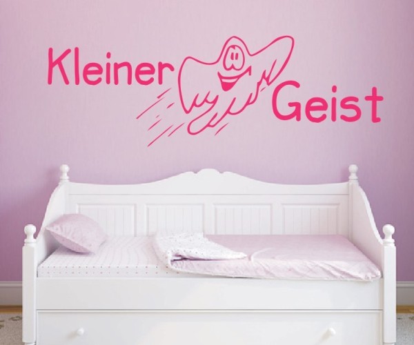Wandtattoo Kinderzimmer | Ein süßes Gespenst mit dem Schriftzug – Kleiner Geist | ✔Made in Germany  ✔Kostenloser Versand DE