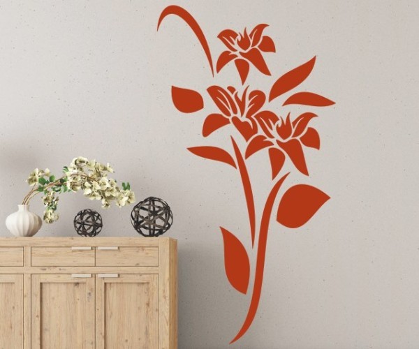 Wandtattoo Blume | Tolles Motiv mit schönen Blüten und dekorativen Blumenranken | 125 | ✔Made in Germany  ✔Kostenloser Versand DE