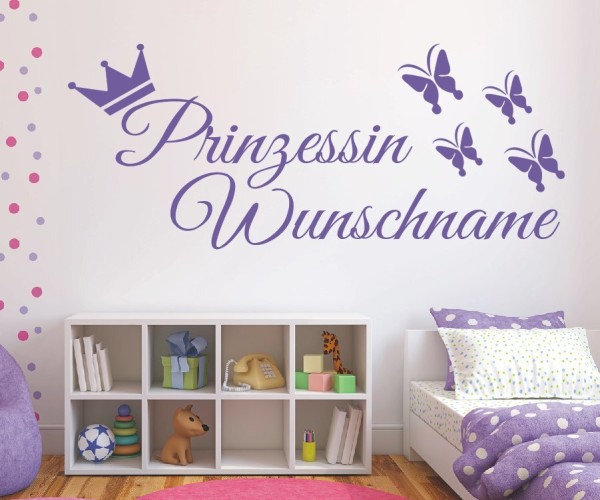 Wandtattoo - Prinzessin mit Wunschnamen für das Kinderzimmer | 56 | ✔Made in Germany  ✔Kostenloser Versand DE