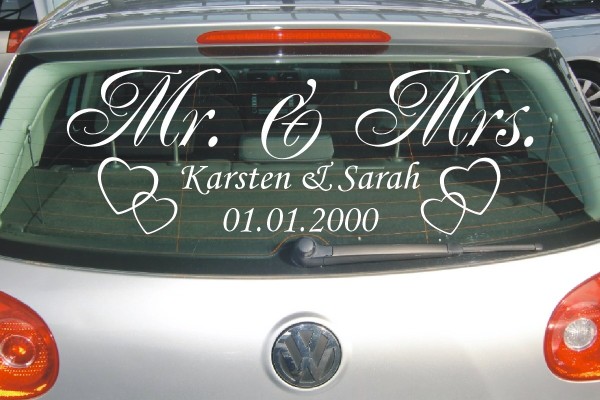 Aufkleber Hochzeit | Mr. und Mrs. | Personalisierbar mit Wunschnamen und Datum als Autoaufkleber | 5 | ✔Made in Germany  ✔Kostenloser Versand DE