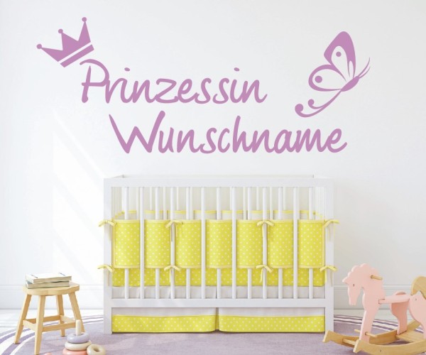Wandtattoo - Prinzessin mit Wunschnamen für das Kinderzimmer | 6 | ✔Made in Germany  ✔Kostenloser Versand DE