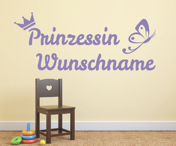 Wandtattoo - Prinzessin mit Wunschnamen für das Kinderzimmer | 26 | ✔Made in Germany  ✔Kostenloser Versand DE