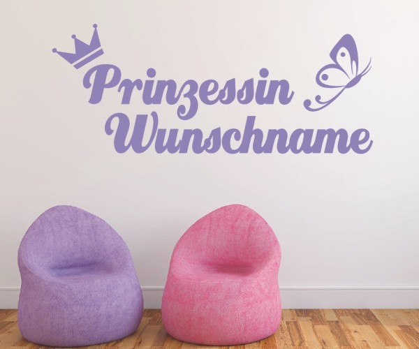 Wandtattoo - Prinzessin mit Wunschnamen für das Kinderzimmer | 17 | ✔Made in Germany  ✔Kostenloser Versand DE