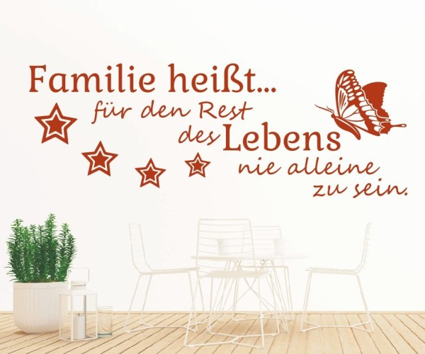 Wandtattoo Spruch | Familie heißt... für den Rest des Lebens nie alleine zu sein. | 11 | ✔Made in Germany  ✔Kostenloser Versand DE