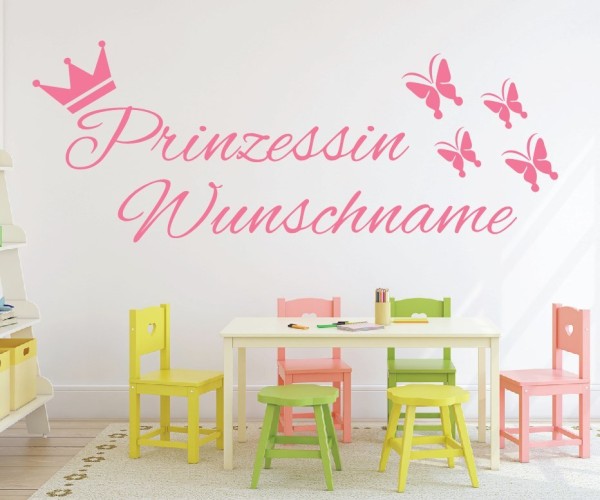 Wandtattoo - Prinzessin mit Wunschnamen für das Kinderzimmer | 39 | ✔Made in Germany  ✔Kostenloser Versand DE