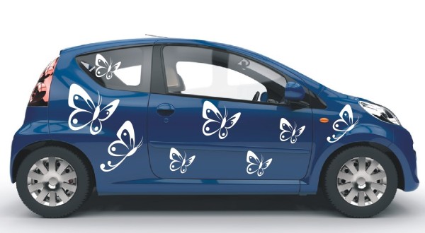 Aufkleber | Mehrteilige Sets mit schönen Schmetterlingen als Autoaufkleber | 9 Teile| Motiv 10 | ✔Made in Germany  ✔Kostenloser Versand DE