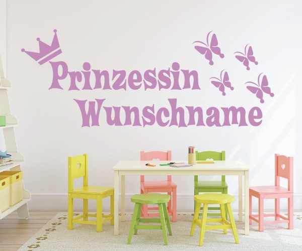 Wandtattoo - Prinzessin mit Wunschnamen für das Kinderzimmer | 47 | ✔Made in Germany  ✔Kostenloser Versand DE