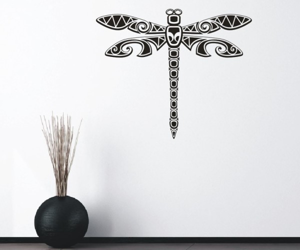 Wandtattoo Maori – Libelle | Ein schönes Tiermotiv mit kunstvollen Linien aus der Kultur von Neuseeland | 1 | ✔Made in Germany  ✔Kostenloser Versand DE