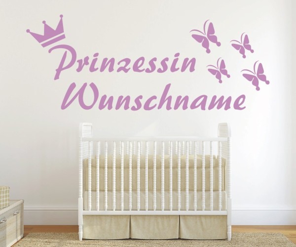Wandtattoo - Prinzessin mit Wunschnamen für das Kinderzimmer | 43 | ✔Made in Germany  ✔Kostenloser Versand DE