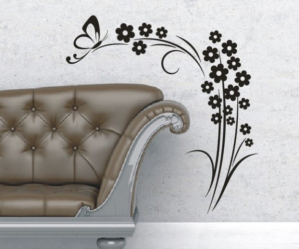 Wandtattoo Blume | Tolles Motiv mit schönen Blüten und dekorativen Blumenranken | 23