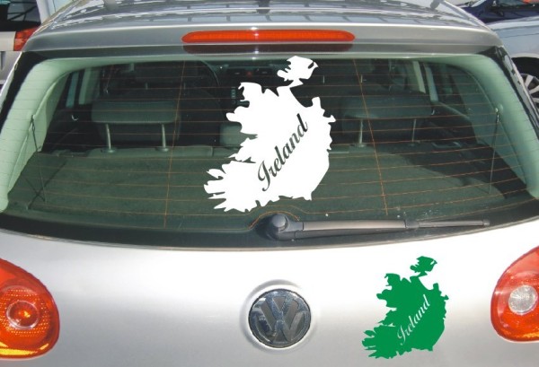 Aufkleber Landkarte Irland | Mit Schriftzug Ireland als Silhouette | ✔Made in Germany  ✔Kostenloser Versand DE