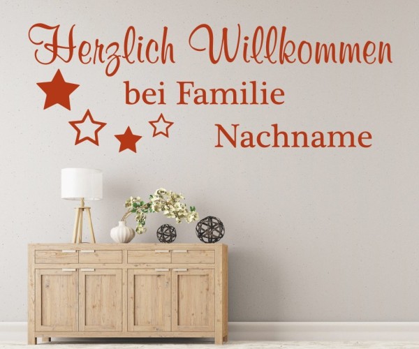 Wandtattoo - Herzlich Willkommen bei Familie Nachname mit Wunschtext für den Flur | 9