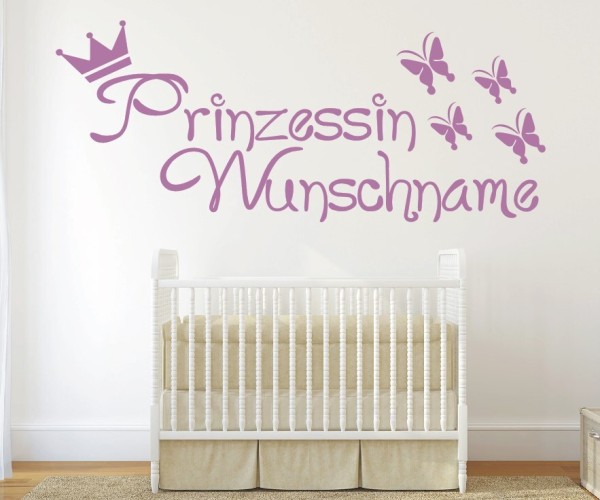 Wandtattoo - Prinzessin mit Wunschnamen für das Kinderzimmer | 59 | ✔Made in Germany  ✔Kostenloser Versand DE