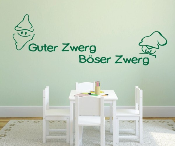 Wandtattoo Kinderzimmer | Ein süßer Schriftzug mit Motiv – Guter Zwerg – Böser Zwerg | ✔Made in Germany  ✔Kostenloser Versand DE