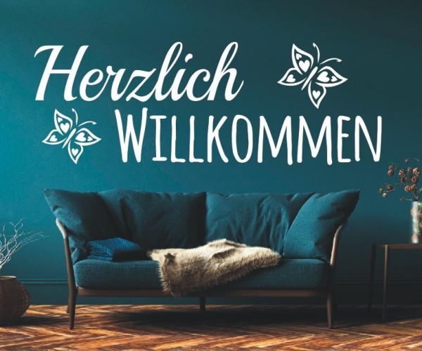 Wandtattoo Spruch | Herzlich Willkommen | 21 | Schöne Wandsprüche für den Flur | ✔Made in Germany  ✔Kostenloser Versand DE