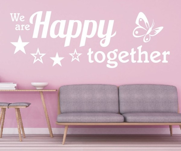 Wandtattoo Spruch | We are Happy together | 5 | Schöne englische Wandsprüche für die Familie | ✔Made in Germany  ✔Kostenloser Versand DE