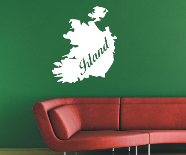 Wandtattoo Landkarte von Irland | Mit Schriftzug Irland als Silhouette | ✔Made in Germany  ✔Kostenloser Versand DE