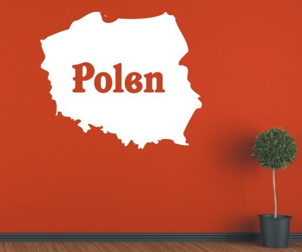 Wandtattoo Landkarte von Polen | Mit Schriftzug Polen als Silhouette | ✔Made in Germany  ✔Kostenloser Versand DE